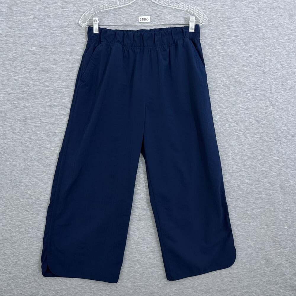 Title Nine Women's Medium Blue Wide Leg Cropped Slaycation E-Waist Pull On Pants